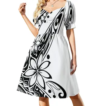 Полинезийское черно-бяло племенните рокля вечерна рокля жени