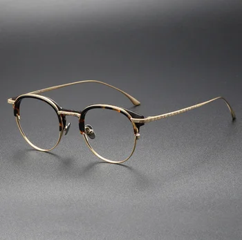 Рамки за очила при късогледство от чист амониев титан в Ретро стил За мъже, Оптични очила със защита от радиация, Vintage слънчеви очила за жени
