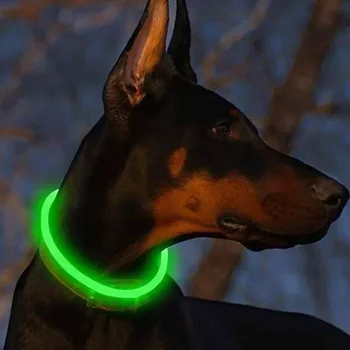 Регулируема зареждане Led светлини за домашни любимци, светещ за защита от загуба на яката е Подвижна светещо куче USB Кучета Нощен лабрадор