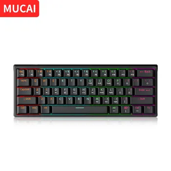 Ръчна детска клавиатура MUCAI MK61 USB Червен ключ 61 Клавиша Кабелна Сменяем кабел с RGB подсветка С възможност за гореща замяна