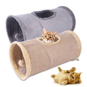 Сгъваема детска Играчка-тунел за котки Сгъваема Детска Палатка от замшевой плат За упражнения на закрито Обучение прятанию Интерактивни игри, за да проверите за котки