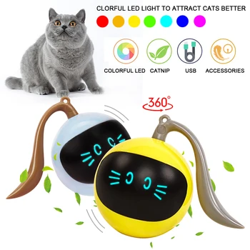 Стоки за домашни любимци, USB зареждане, катящаяся Цветни led електрическа интелигентна играчка за котки, забавен магически балон
