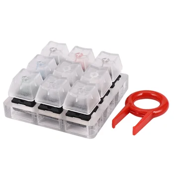 Тестер с акрилни клавиатура, 9 проби прозрачни пластмасови капачки за ключове за превключватели Cherry MX