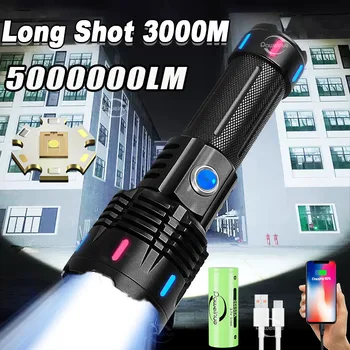 Ултра мощен led фенер Бял лазерен фенер с висока мощност 3000 м Тактически фенери-светкавица XHP360 Super Long Shot Work Фенер