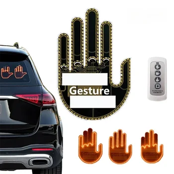 Универсален забавен led авто пальчиковый фенер с дистанционными пътни знаци, стикер за ръчен фенер среден жест, Светещ панел за състезания прозорец