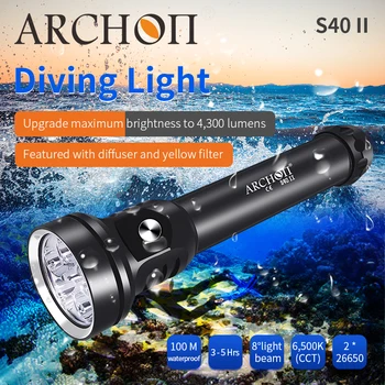 Фенер за гмуркане Archon S40 II с сверхдальним радиус на действие, портативен професионален подводен мултифункционален фенер за гмуркане