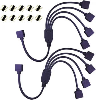 Черен 4-Пинов Конектор за RGB LED Дърва Кабел Strip женски удължител от 1 до 2 3 4 5 Разделительный тел За 3528 smd 5050 RGB LED Strip