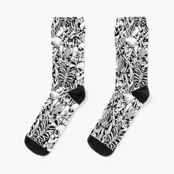 Черепи и кости (черно / бяло) Чорапи ретро къси Чорапи За бягане За момичета Мъжки