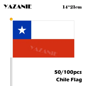 ЯЗАНИ 14*21 см. 50/100 бр. Елегантни Знамена Чили С Ръчно Вълна, Знамена Страни, Размахивающие Национален Флаг, Полиестер, Знамена, Директна Доставка